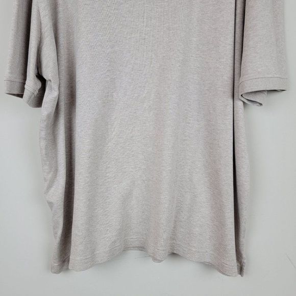 Nordstrom Brand Heather Taupe Button Up Short Sleeves Knit Cotton Polo Shirt XL - Picture 7 of 9